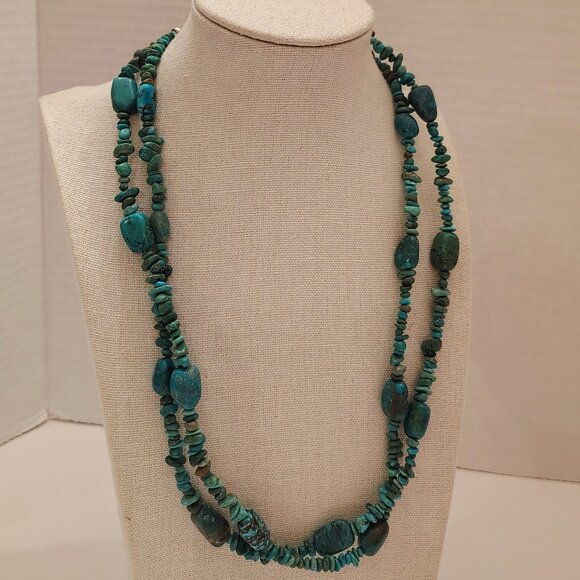 Jay King DTR Sterling Natural Green Blue Turquoise Nugget Strand Necklace - Picture 2 of 10
